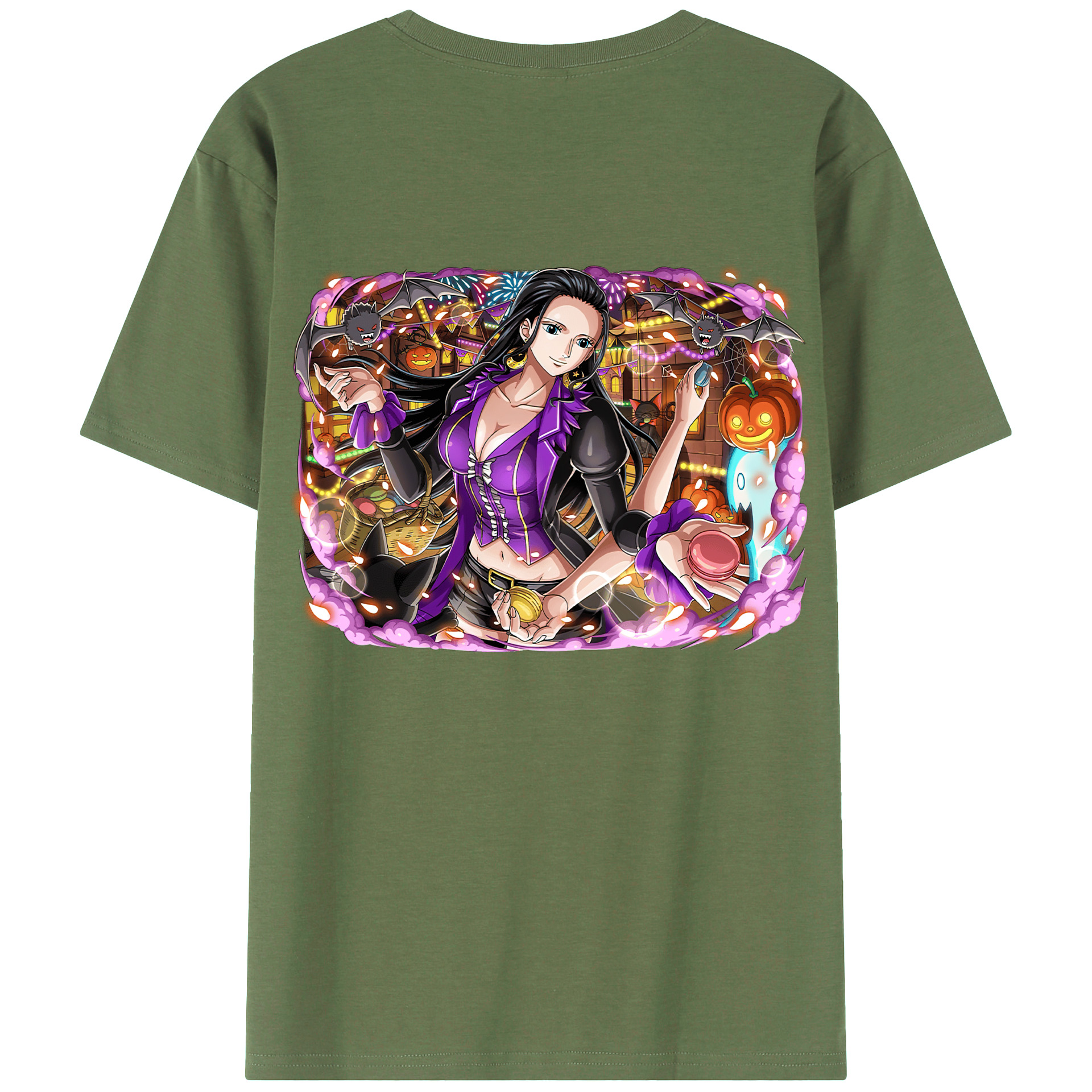 ワンピース ニコ・ロビン ONE PIECE Nico Robin 綿100％ メンズ半袖Tシャツ（バックプリント） 通気性